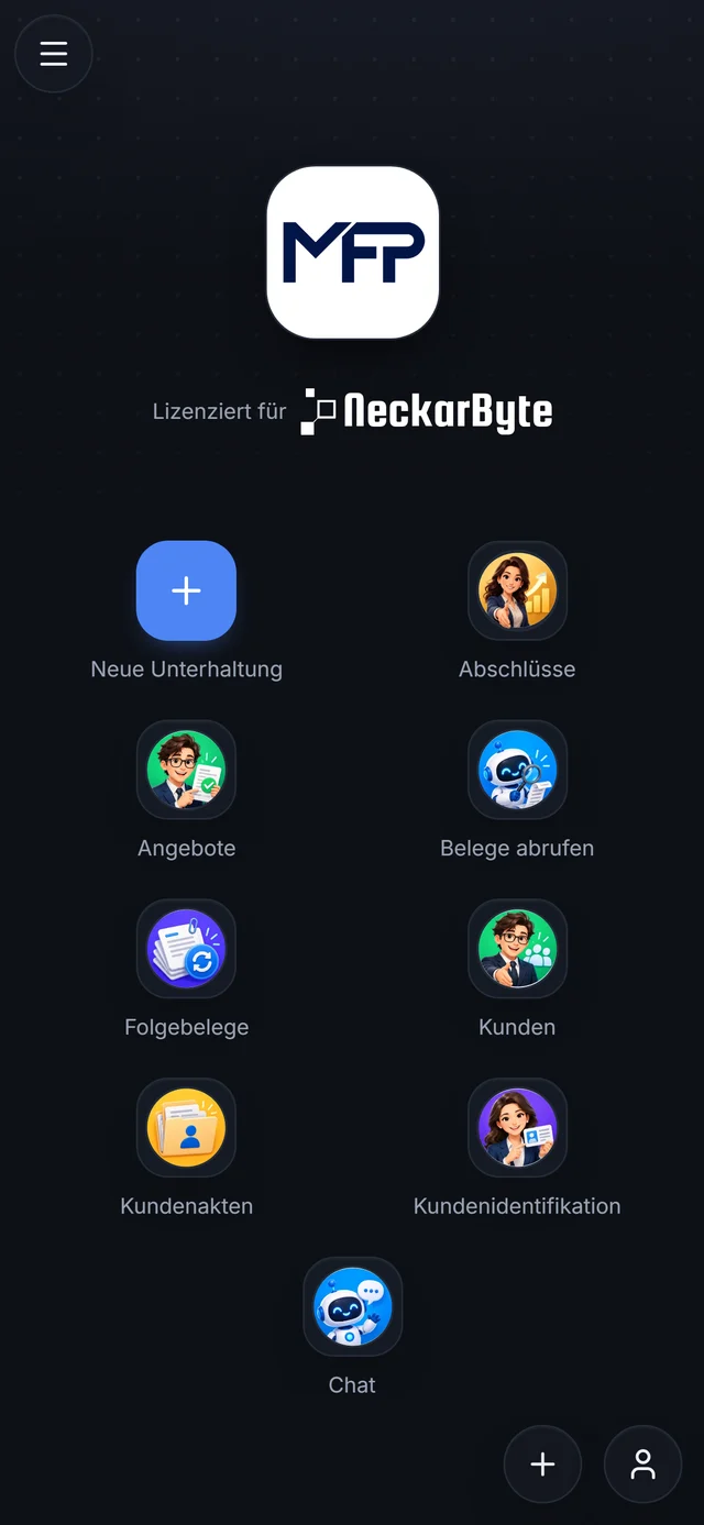 MadeForPrivacy auf dem iPhone: Startseite mit den Agenten der Demo als Kacheln
